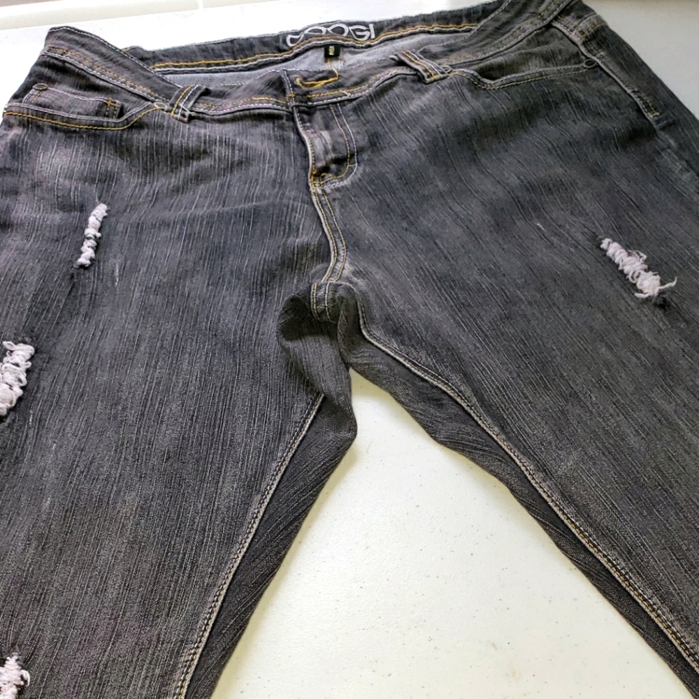 Black distressed Coogi jeans